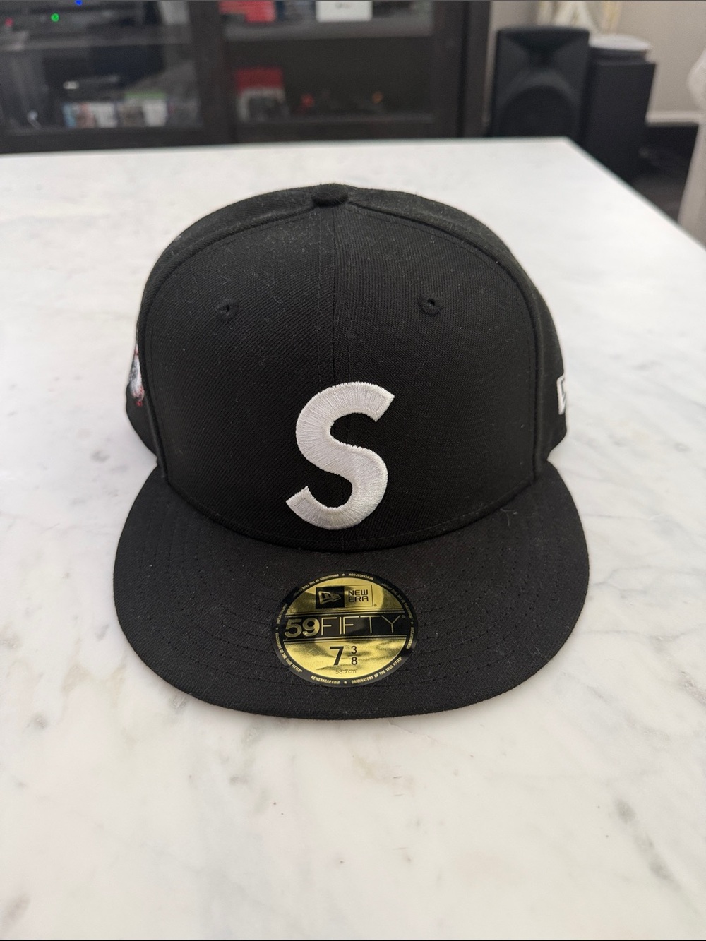 Supreme Black Fitted Hat with White 'S' Logo